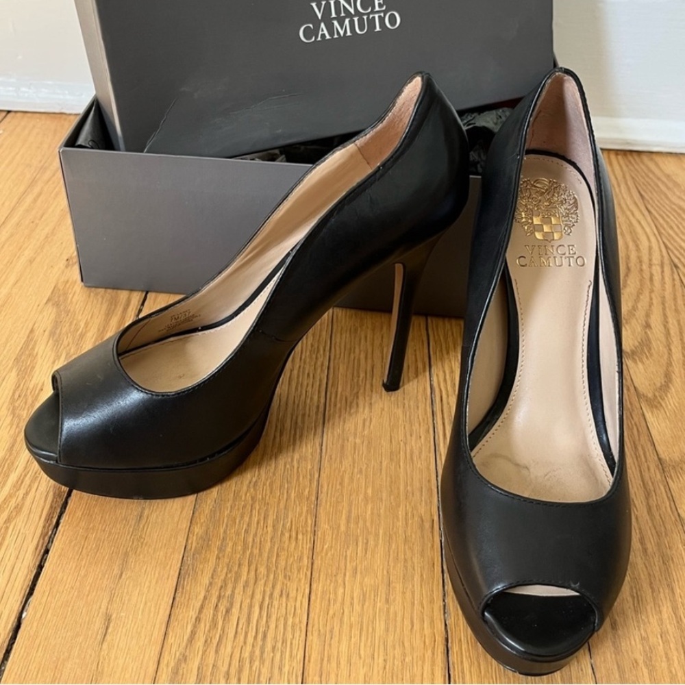 Vince Camuto Black Peep Toe Heels